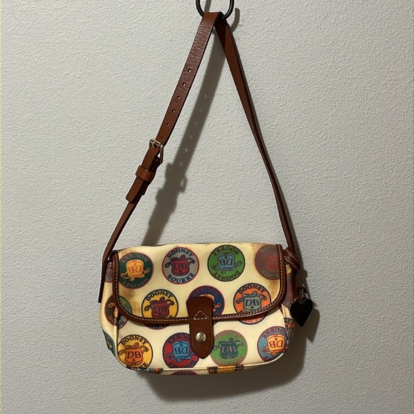 Dooney& Bourke Micro Bag Multicolor Leather Logo Preowned Possibly Vintage - Picture 8 of 12